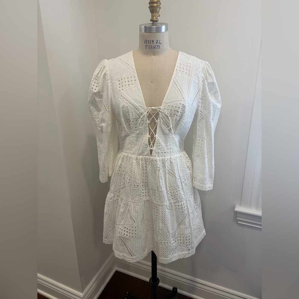 L'Academie White Lace-Up Swim Cover-Up